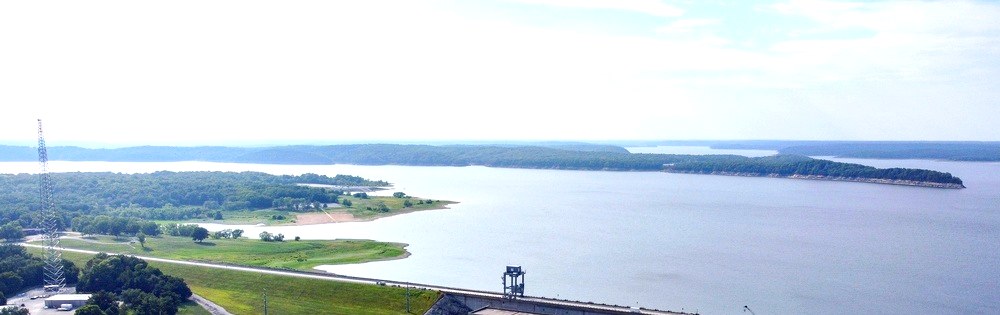 Truman Lake aerial showing dam and reservoir